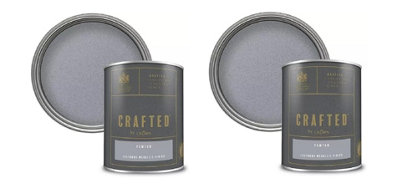 Crown Crafted Lustrous Metallic Finish Paint Pewter 1.25L Pack of 2
