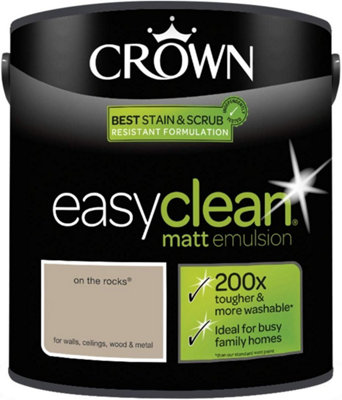 Crown Easy Clean Matt Emulsion Multi Surface Paint 2.5L - On The Rocks