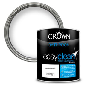 Crown Easyclean Bathroom Mid-Sheen Paint Brilliant White - 1L