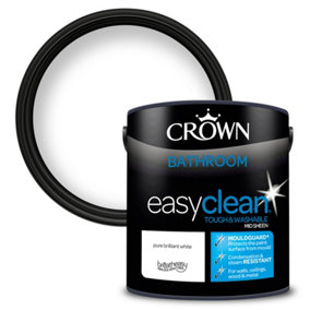 Crown Easyclean Bathroom Mid-Sheen Paint Brilliant White - 2.5L