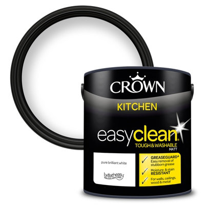Crown Easyclean Kitchen Matt Paint Brilliant White - 2.5L