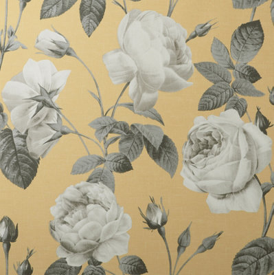 Crown Eden Floral Mustard Wallpaper M1646