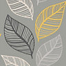 Crown Emporium Elba Leaf Wallpaper Yellow / Grey M1461