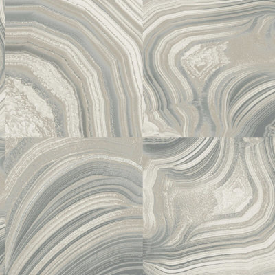 Crown Emporium Grey/Silver Wallpaper M1465 - Faux Stone Tile Marble Effect