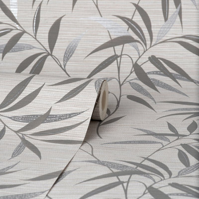 Crown Fusion Leaf Soft Grey Wallpaper M1771