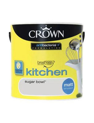Crown Kitchen Antibacterial Matt Sugar Bowl Grey Matt Kitchen Paint 2.5L