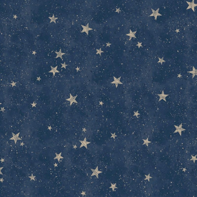 Crown Metallic Starlight Navy & Gold Wallpaper M1490