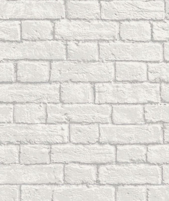 Crown Modern Brick White Glitter Flat Surface Spongeable Wallpaper M1038