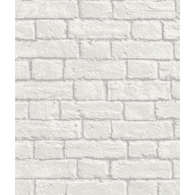 Crown Modern Brick White Glitter Flat Surface Spongeable Wallpaper M1038