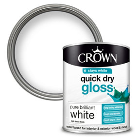 Crown Quick Dry Gloss Pure Brilliant White - 750ml