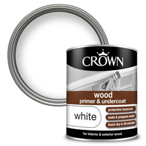 Crown Quick Dry Wood Primer and undercoat White - 750ml