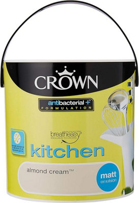 Crown Retail Antibacterial Kitchen Matt Emulsion Almond Cream 2.5 L