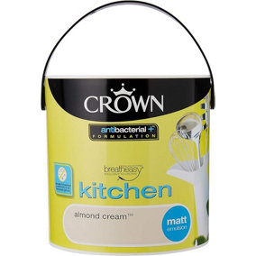 Crown Retail Antibacterial Kitchen Matt Emulsion Almond Cream 2.5 L