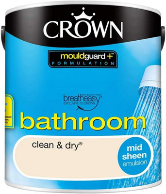 Crown Retail Mould Guard Mid Sheen Emulsion Paint - Bathroom -Clean & Dry 2.5 L