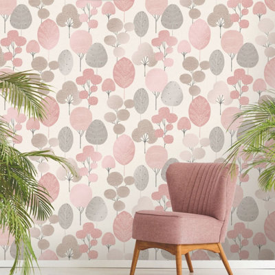 Crown Scandi Modern Floral Mustard/Grey Metallic Flat Surface Wallpaper M1529
