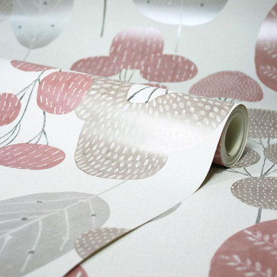 Crown Scandi Modern Floral Mustard/Grey Metallic Flat Surface Wallpaper M1529