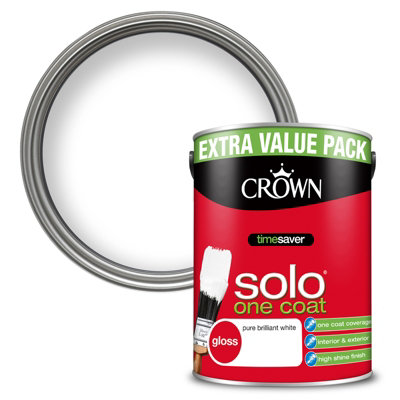 Crown Solo Gloss Paint Pure Brilliant White - 3L | DIY at B&Q