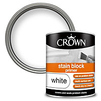Crown Stain Block Primer White Paint - 750ml