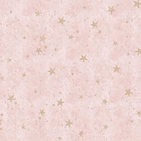 Crown Starlight Stars Wallpaper Pink / Gold M1492