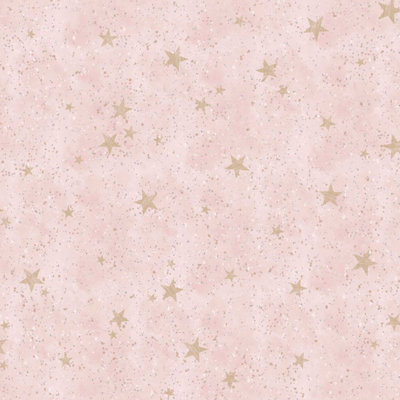 Crown Starlight Stars Wallpaper Pink / Gold M1492 DIY at B&Q