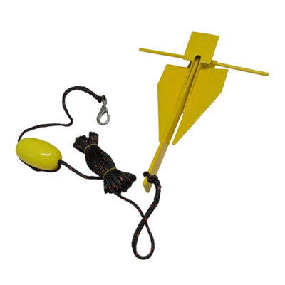 Crown Stock Cruising Anchor Kit 1.5KG (Danforth Style Yellow 7MM x 7.6M Rope, Float & Snap Hook)