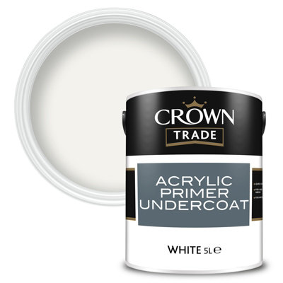 Crown Trade Acrylic Primer Undercoat White 5L DIY at B&Q