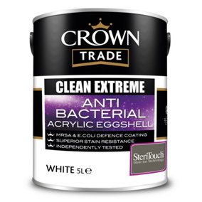Crown Trade Clean Extreme Anti Bacterial Acrylic Eggshell White 5L