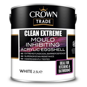 Crown Trade Clean Extreme Mould Inhibiting Acrylic Eggshell White 2.5L