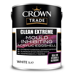 Crown Trade Clean Extreme Mould Inhibiting Acrylic Eggshell White 5L