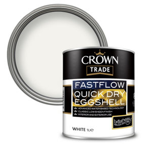 Crown Trade Fastflow Quick Dry Eggshell White - 1L