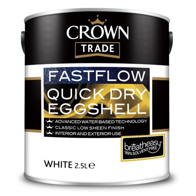 Crown Trade Fastflow Quick Dry Eggshell White - 2.5L