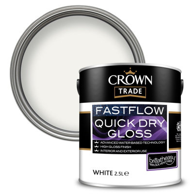 Crown Trade Fastflow Quick Dry Gloss White - 2.5L