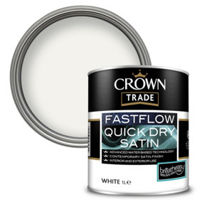 Crown Trade Fastflow Quick Dry Satin White - 1L