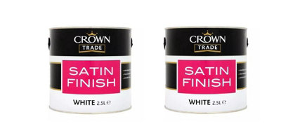 Crown Trade Satin Finish Paint White 2.5L Pack of 2