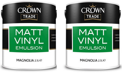 Crown Trade Vinyl Emulsion Matt Paint Magnolia 2.5L Pack of 2