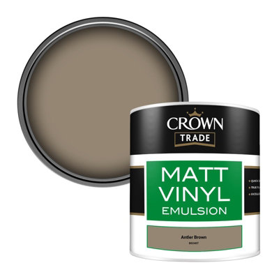 Crown Trade Vinyl Matt Walls & Ceilings Emulsion Paint Antler Brown ...
