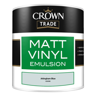 Crown Trade Vinyl Matt Walls & Ceilings Emulsion Paint Attingham Blue ...