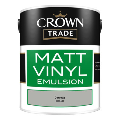 CROWN TRADE VINYL MATT WALLS & CEILINGS EMULSION PAINT CORVETTE BS 00 A ...
