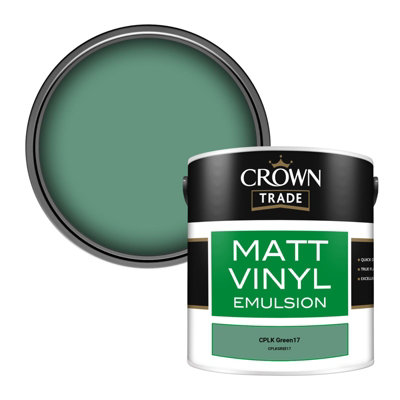 Crown Trade Vinyl Matt Walls & Ceilings Emulsion Paint CPLK Green17 ...