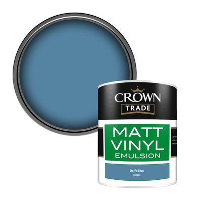 Crown Trade Vinyl Matt Walls & Ceilings Emulsion Paint Delft Blue ...
