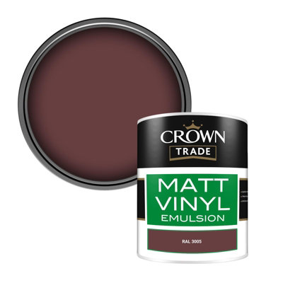 Crown Trade Vinyl Matt Walls & Ceilings Emulsion Paint RAL 3005 (3005) 1L