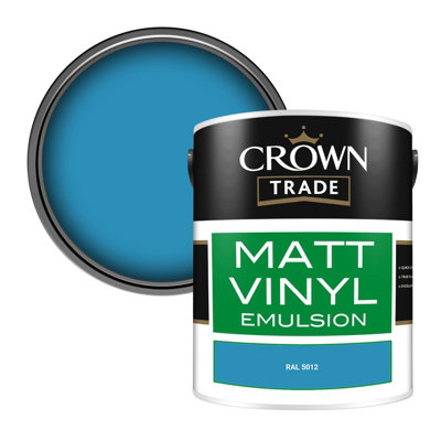 Crown Trade Vinyl Matt Walls & Ceilings Emulsion Paint RAL 5012 (5012) 5L