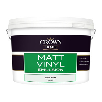 Crown Trade Vinyl Matt Walls & Ceilings Emulsion Paint Script White ...
