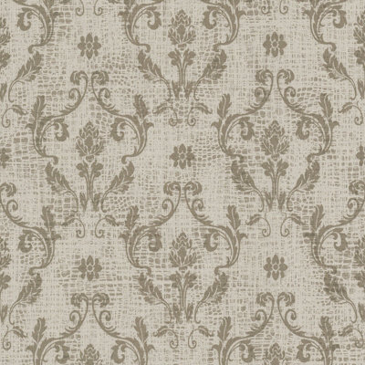 Crown Tritone Mossy Gold Floral Wallpaper