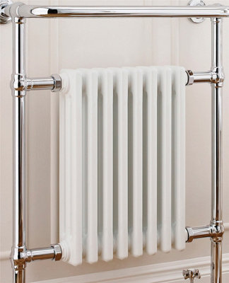 Crown Victorian Chrome White 500 x 945mm Heated Towel Rail Warmer Radiator