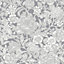 Crown Wallcoverings Wild Hedgerow Floral Trails Grey Washable Wallpaper M1188