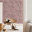 Crown Wallpaper Akina Floral Birds Blush Pink Fabric Effect Wallpaper M1726