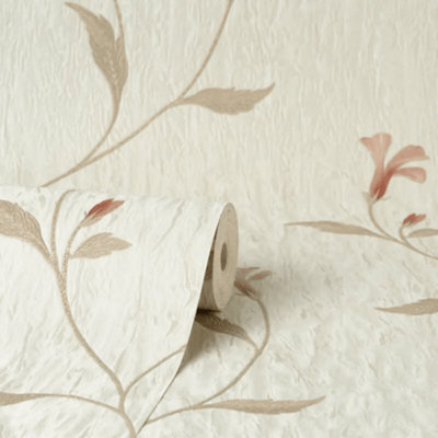 Crown Wallpaper Bellagio Cream & Pink Floral Wallpaper M95632