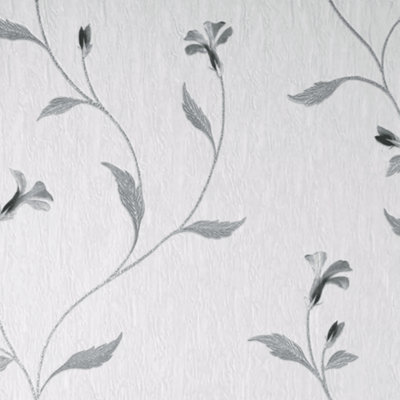 Crown Wallpaper Bellagio Grey & Silver Floral Wallpaper M95633