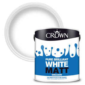 Crown Walls & Ceilings Emulsion Matt Pure Brilliant White - 2.5L